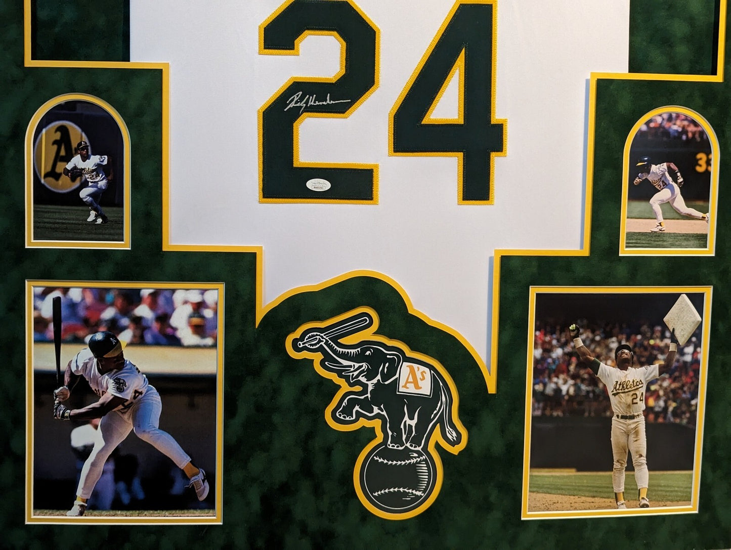 Framed In Suede Oakland A's Rickey Henderson Autographed Signed Jersey Jsa Coa