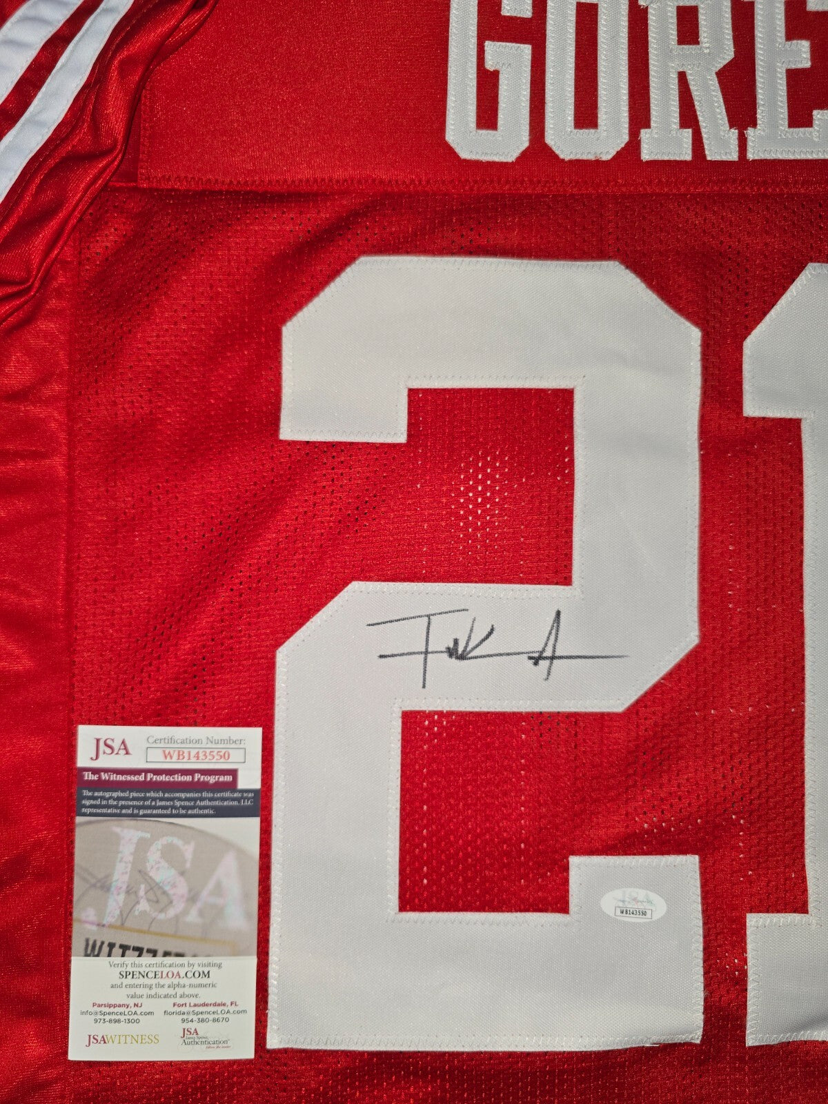 San Francisco 49Ers Frank Gore Autographed Signed Jersey Jsa Coa