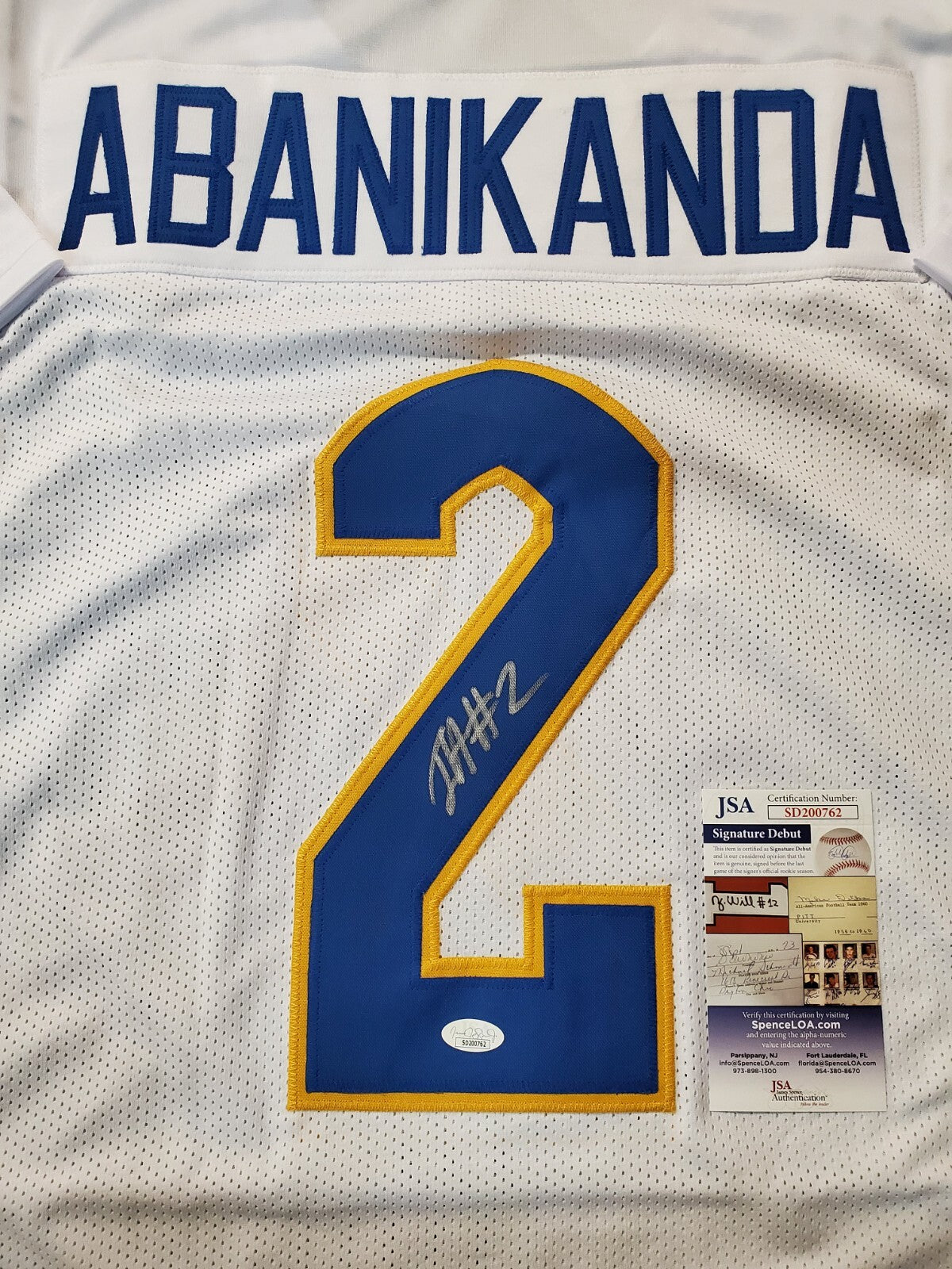 Pitt Panthers Israel "Izzy" Abanikanda Autographed Signed Jersey Jsa Coa