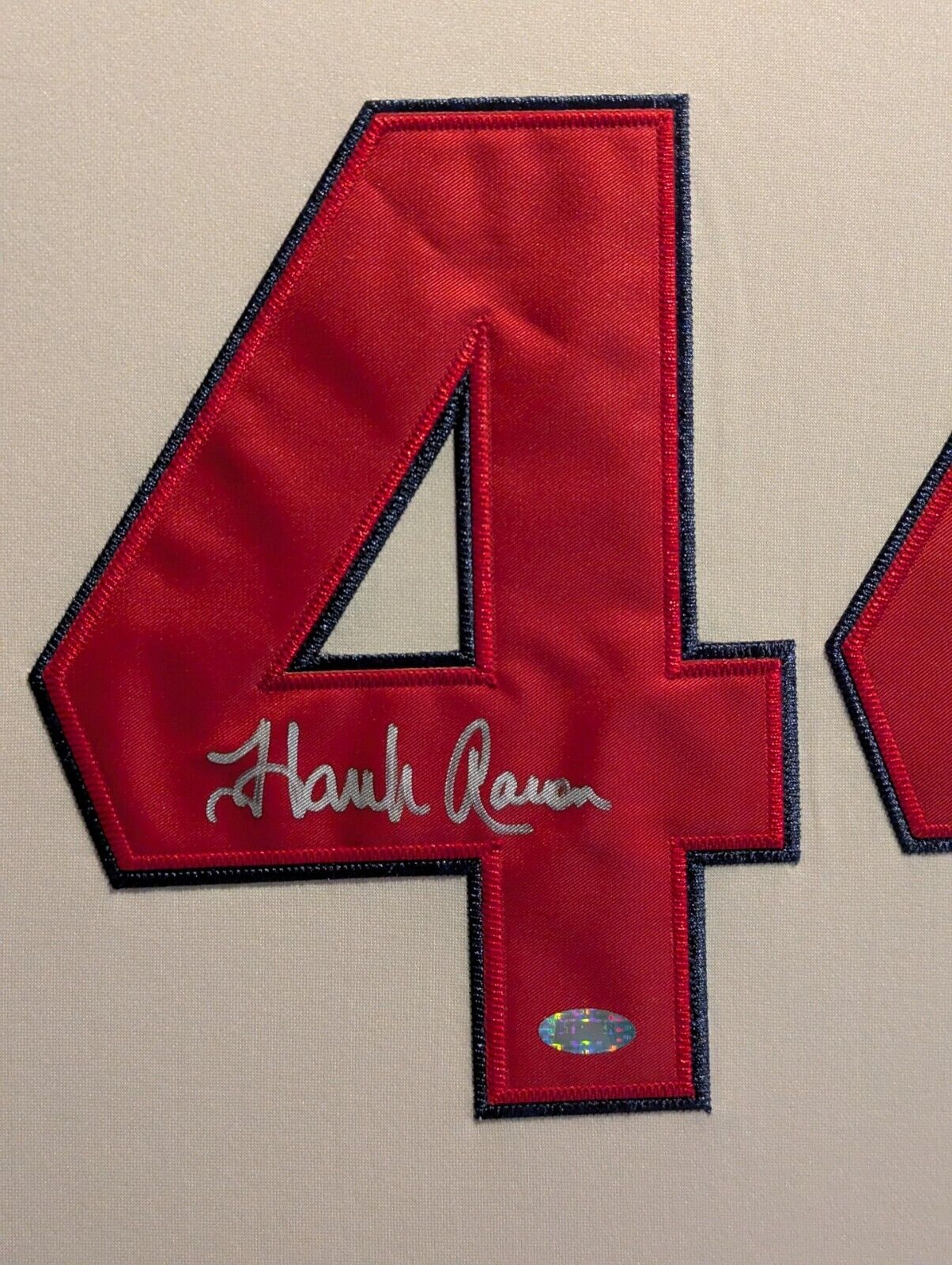 Suede Framed Atlanta Braves Hank Aaron Autographed Jersey Steiner Sports Holo