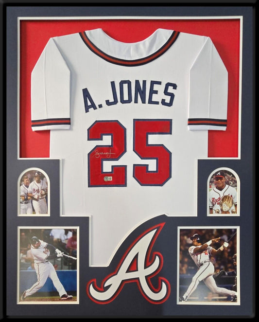 Framed Atlanta Braves Andruw Jones Autographed Signed Jersey Beckett Holo