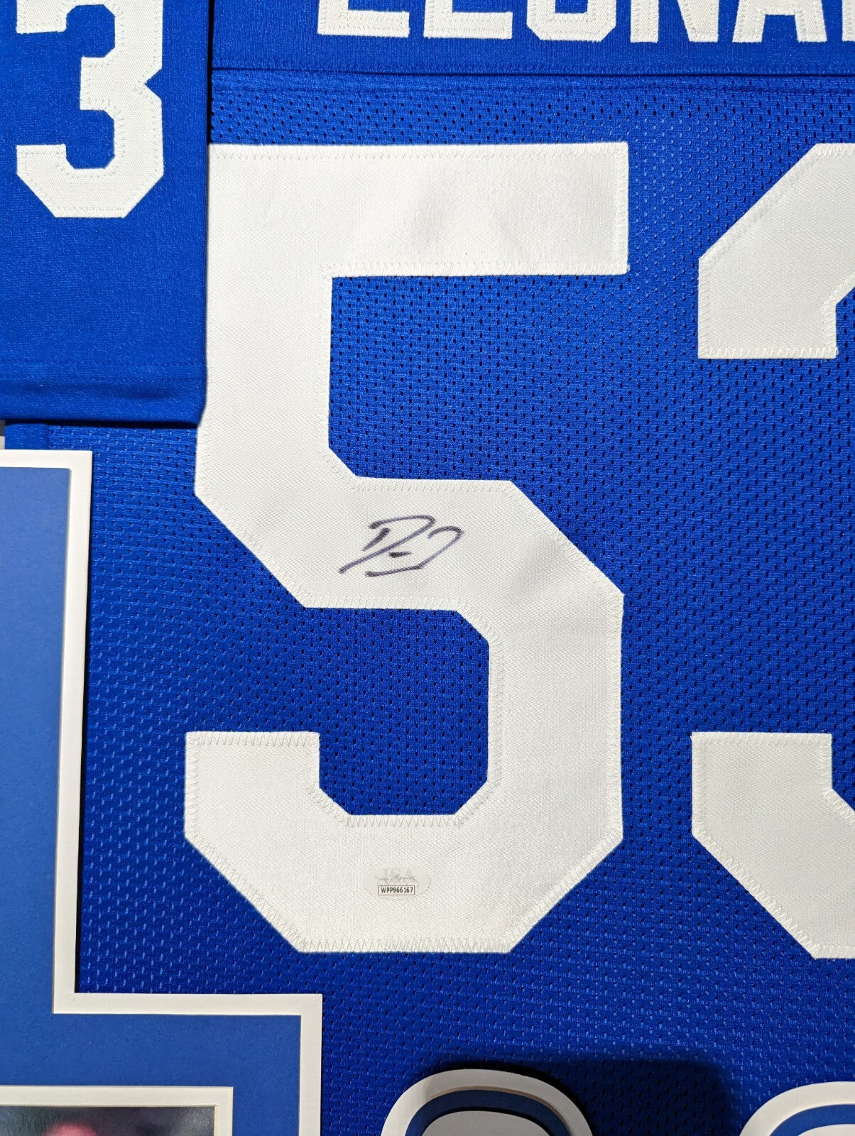 Framed Indianapolis Colts Darius Shaquille Leonard Signed Jersey Jsa Coa