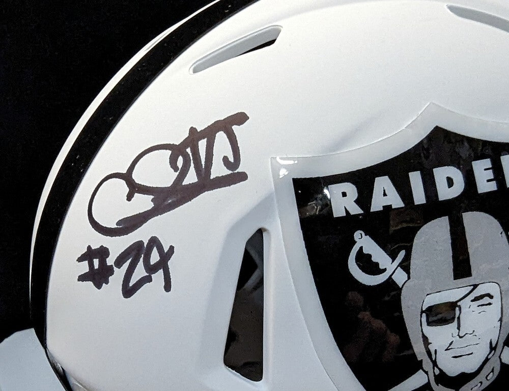 Las Vegas Raiders Chris Smith Autographed Signed Lunar Mini Helmet Jsa Coa Blk