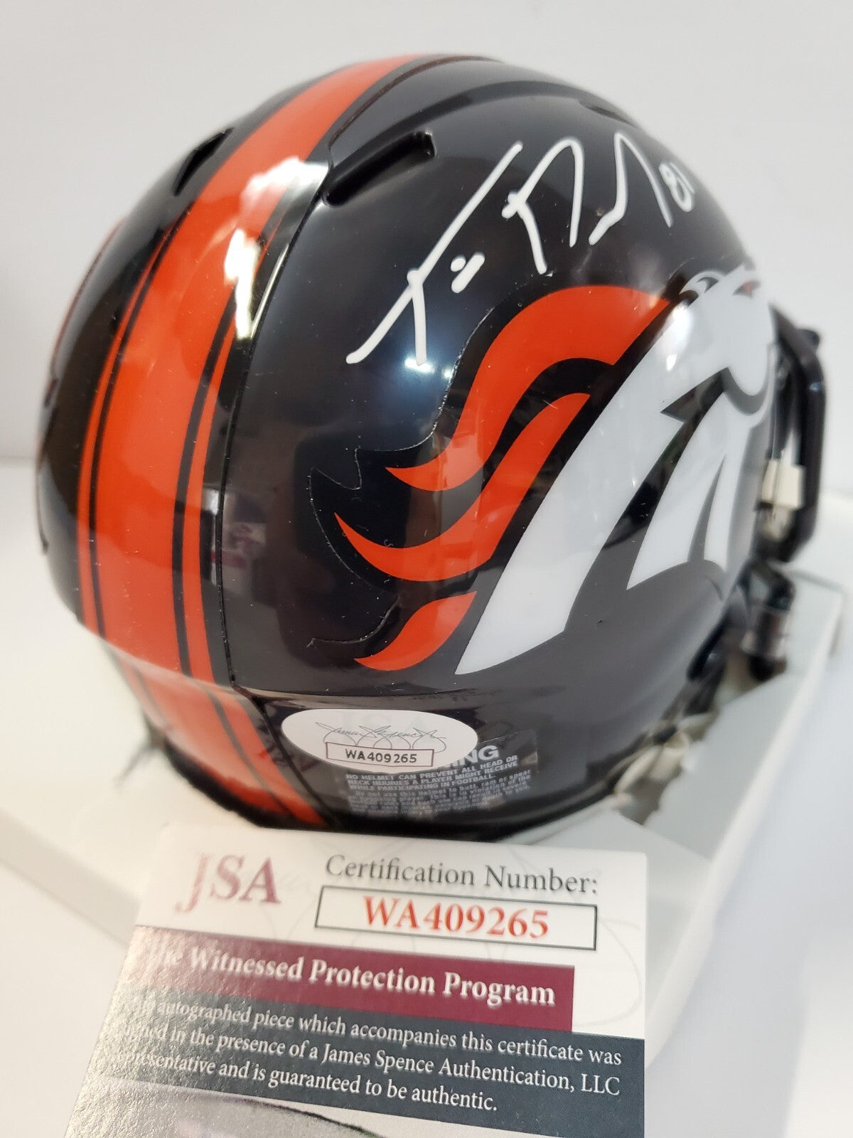 Denver Broncos Tim Patrick Signed Speed Mini Helmet Jsa Coa