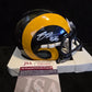 Los Angeles Rams Braden Fiske Autographed Throwback Speed Mini Helmet Jsa Coa