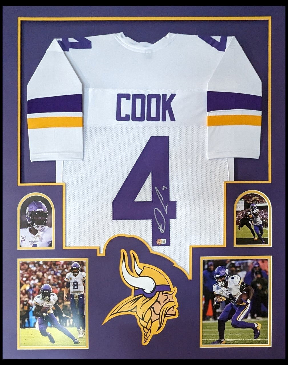 Framed Minnesota Vikings Dalvin Cook Autographed Signed Jersey Beckett Holo