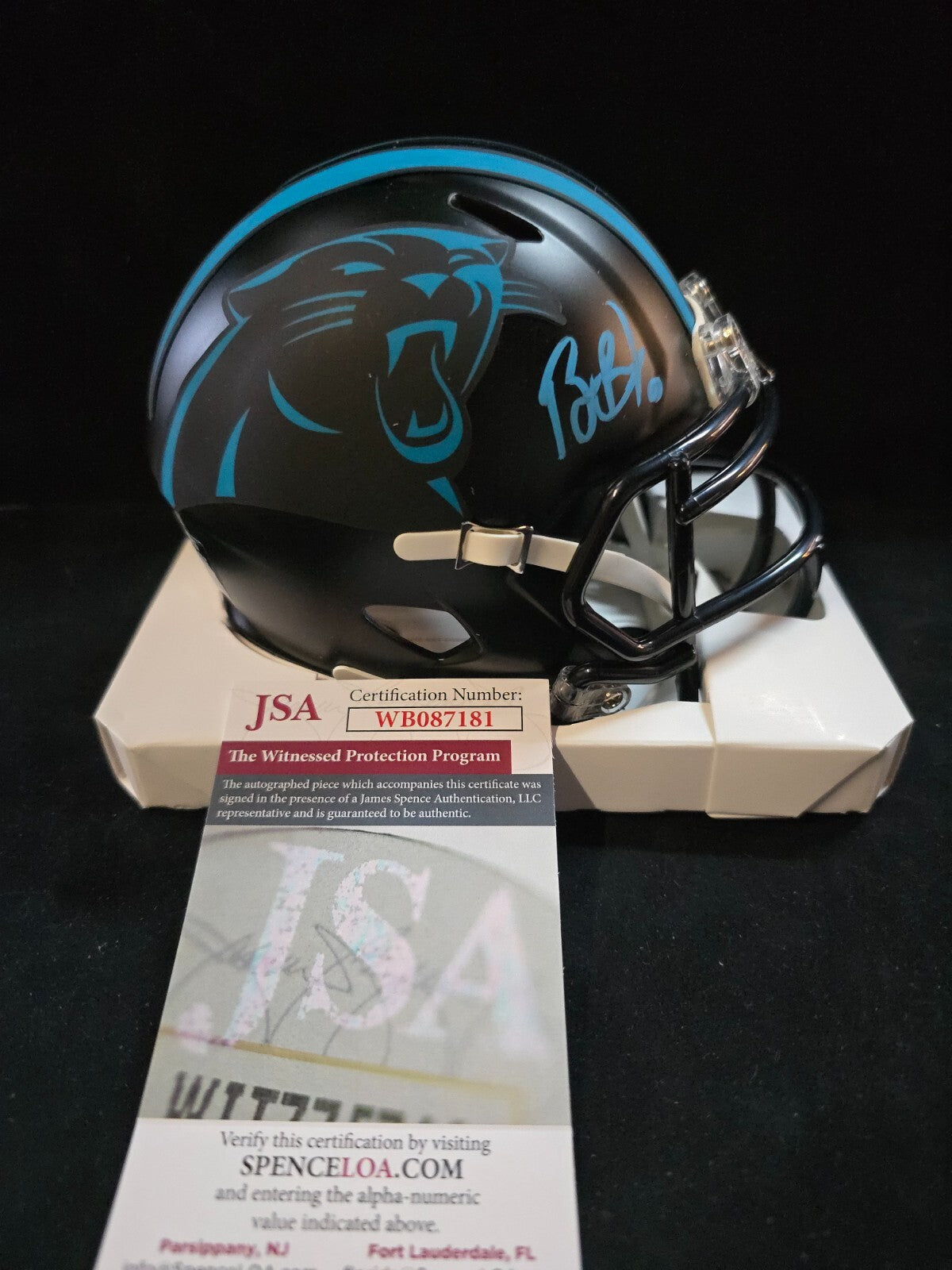 Carolina Panthers Brian Burns Signed Eclipse Mini Helmet Jsa Coa