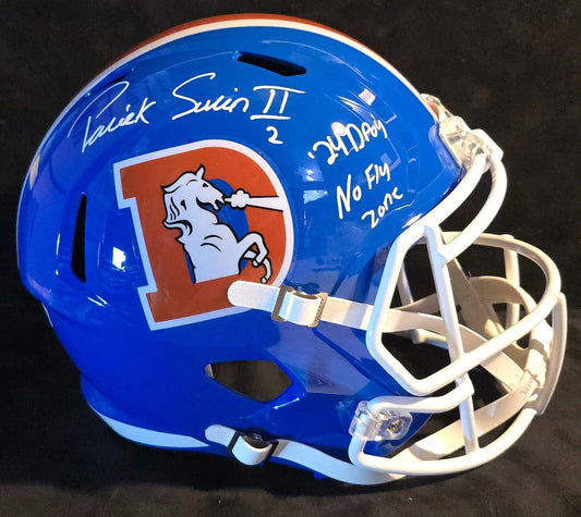 Denver Broncos Pat Surtain Ii Signed 2X Insc Replica Full Size Helmet Beckett