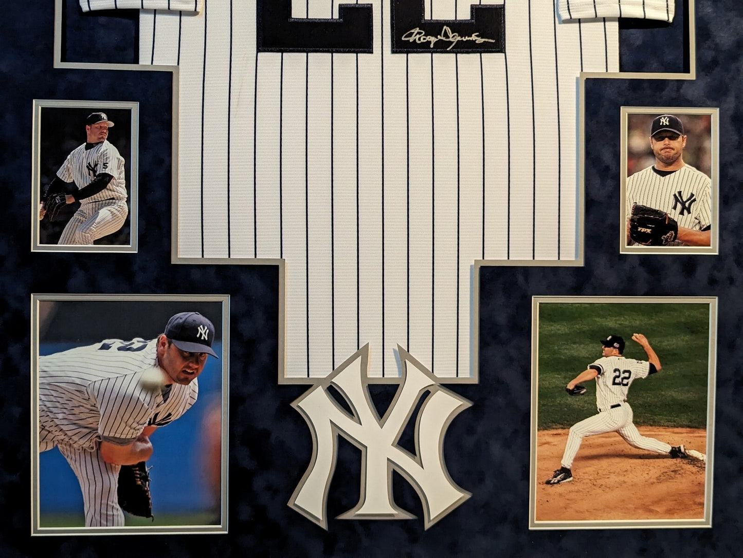 Framed Suede Roger Clemens Autographed Signed New York Yankees Jersey Psa Coa