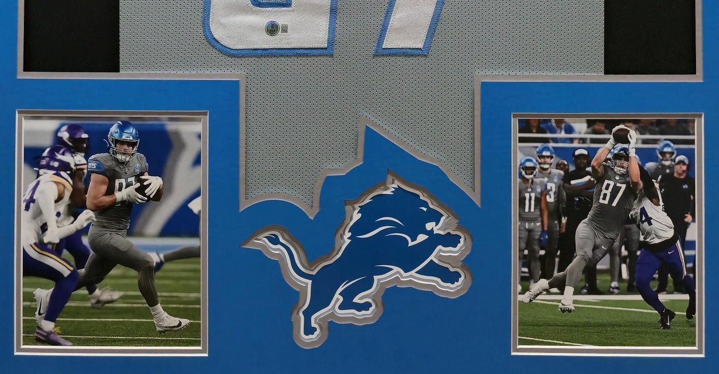 Framed Detroit Lions Sam Laporta Autographed Signed Jersey Beckett Hologram