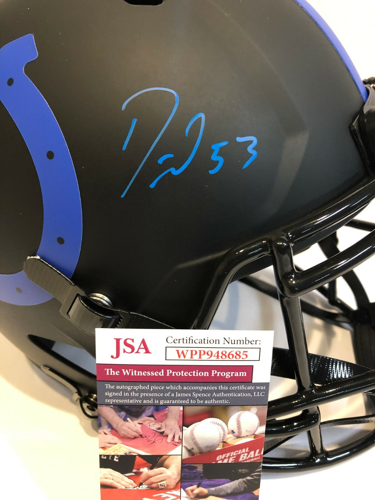 Darius Leonard Signed Indianapolis Colts Eclipse Rep Full Size Helmet Jsa Coa