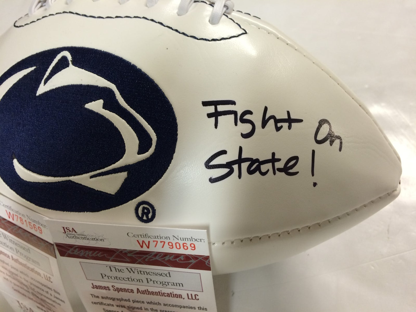 Bill Belton, Zach Zwinak Signed Inscribed Penn State Logo Football Jsa  Coa
