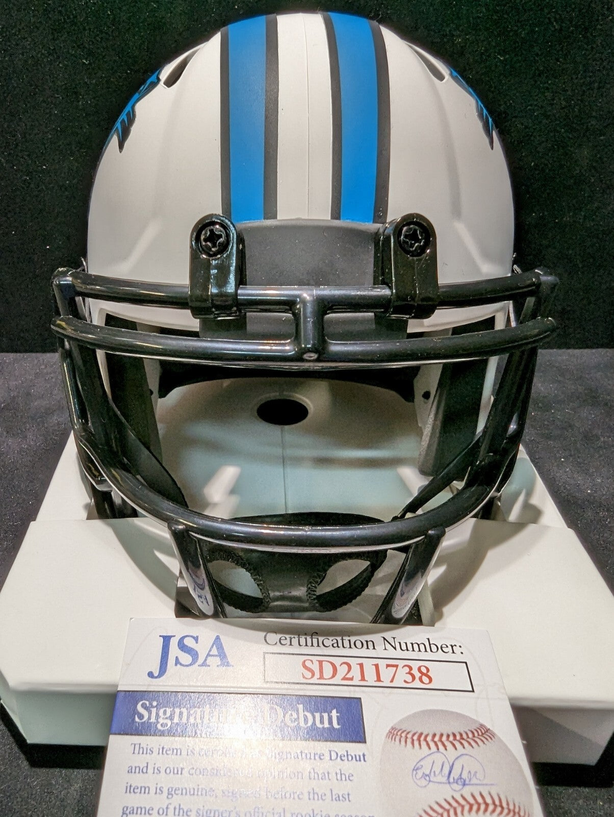 Carolina Panthers Jonathan Mingo Signed Lunar Mini Helmet Jsa Coa