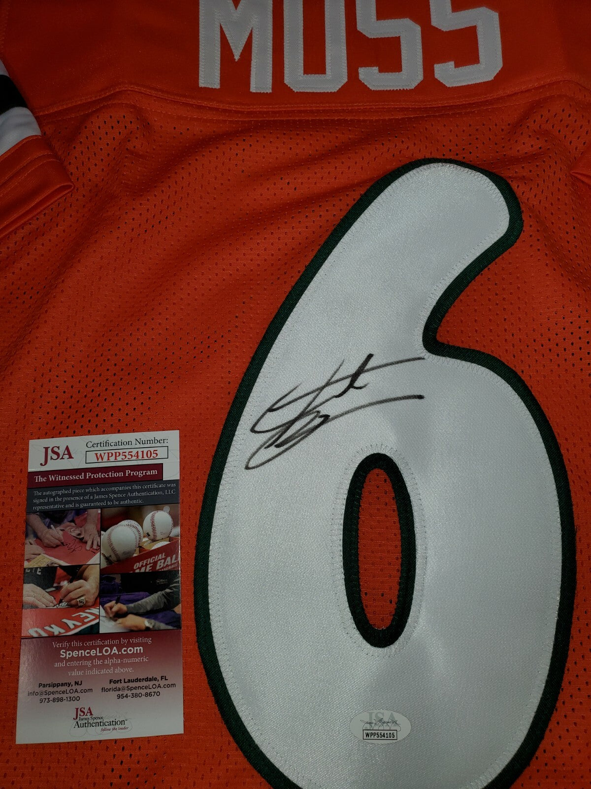 Miami Hurricanes Santana Moss Autographed Signed Jersey Jsa  Coa