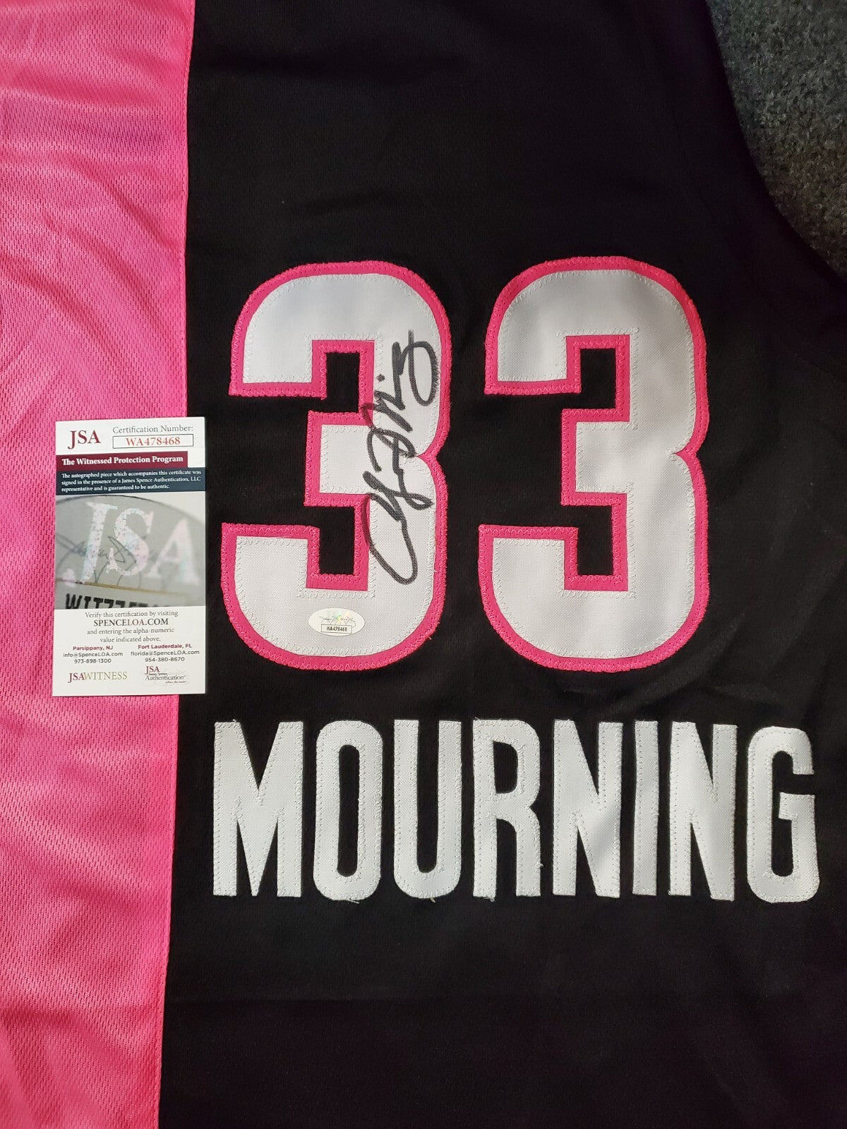 Miami Heat Alonzo Mourning Autographed Signed Jersey Jsa Coa