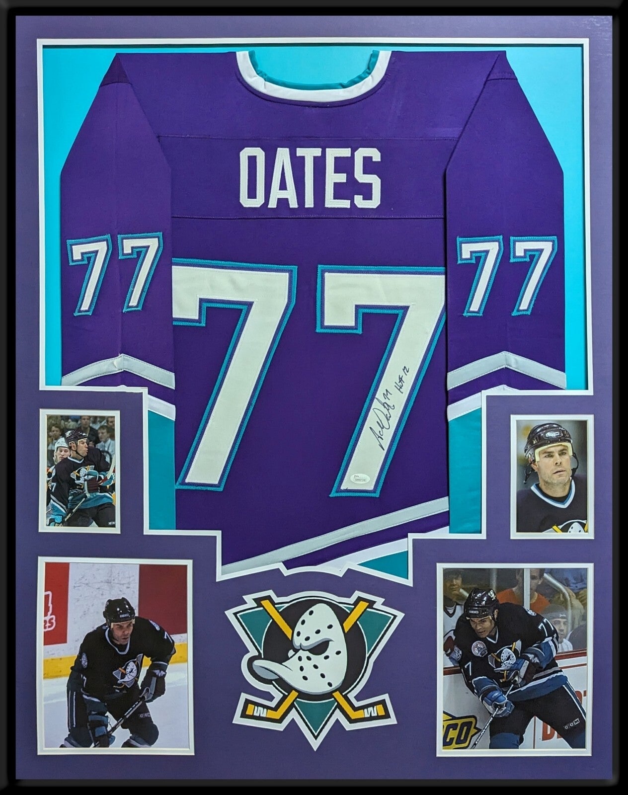 Framed Adam Oates Anaheim Mighty Ducks Autographed Signed Insc Jersey Jsa Coa