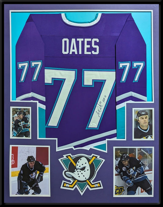 Framed Adam Oates Anaheim Mighty Ducks Autographed Signed Insc Jersey Jsa Coa