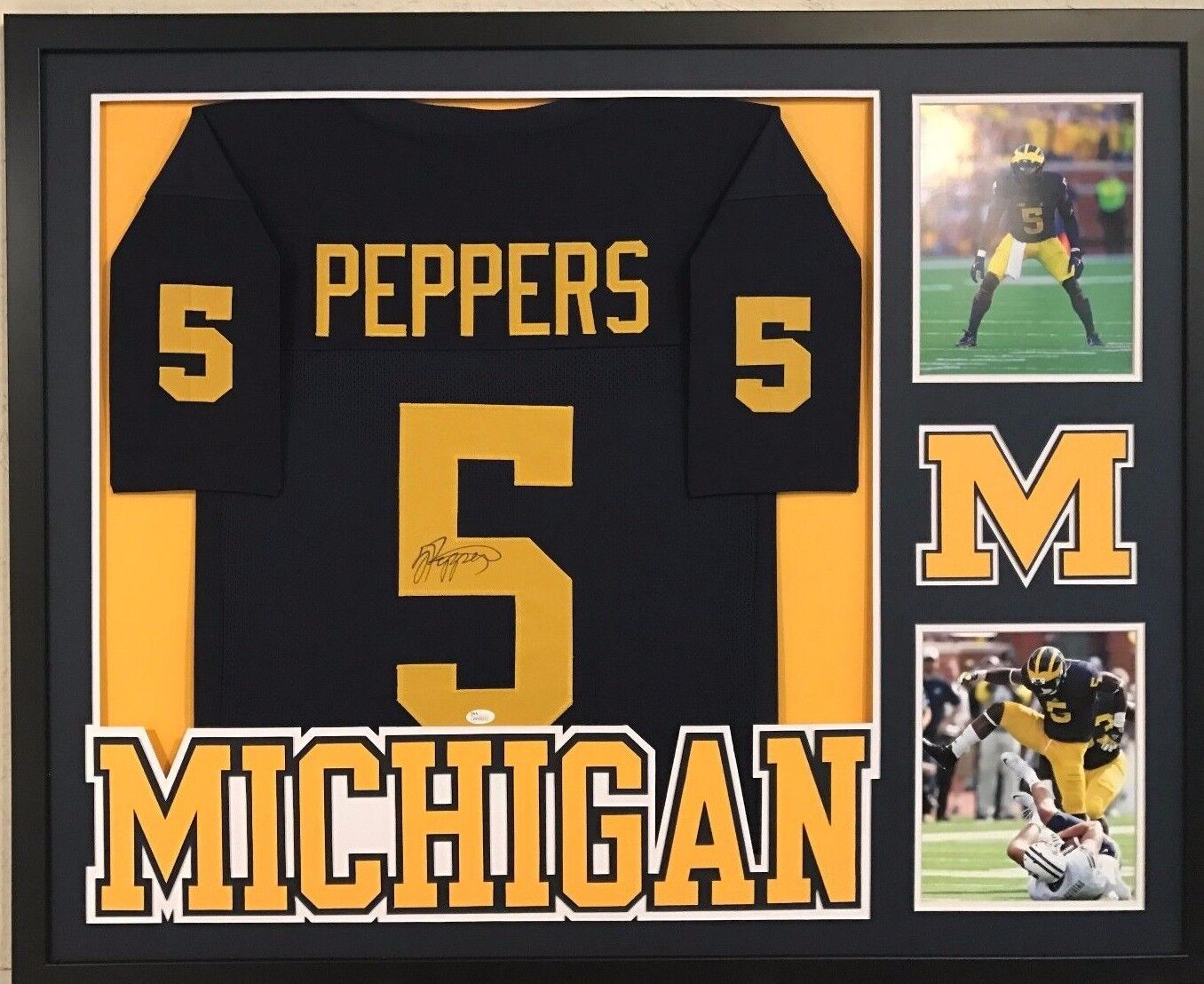 MVP Authentics Framed Jabrill Peppers Autographed Signed Michigan Wolverines Jersey Jsa Coa 450 sports jersey framing , jersey framing