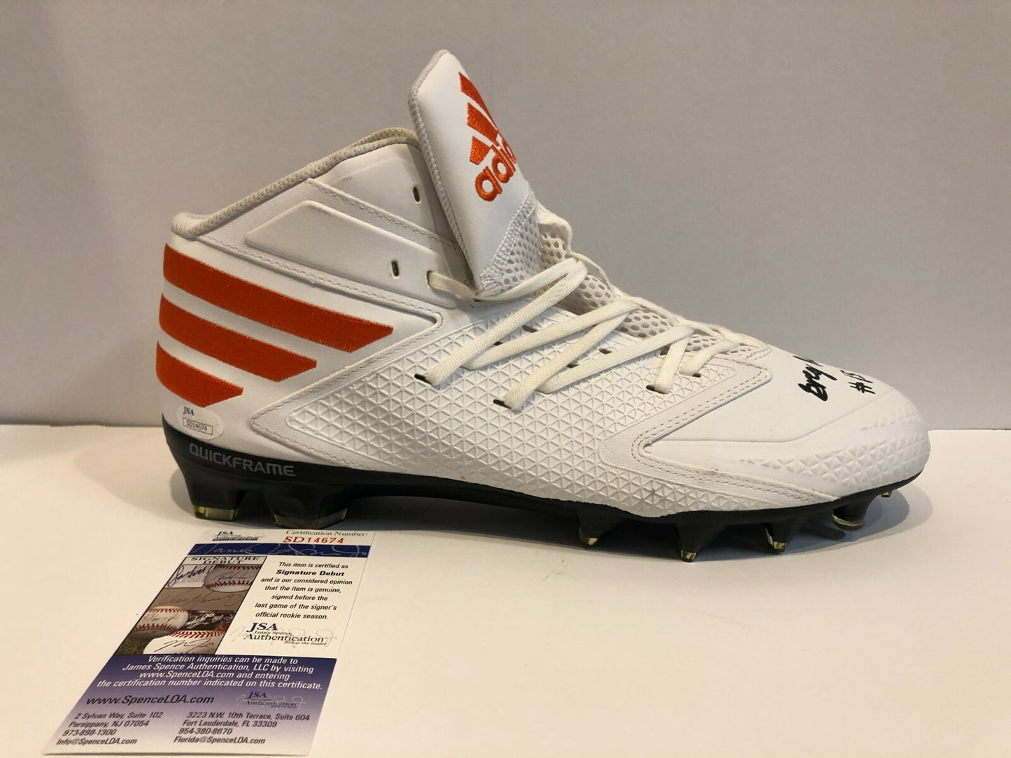 Miami Hurricanes Greg Rousseau Autographed Signed Adidas Cleat Jsa Coa