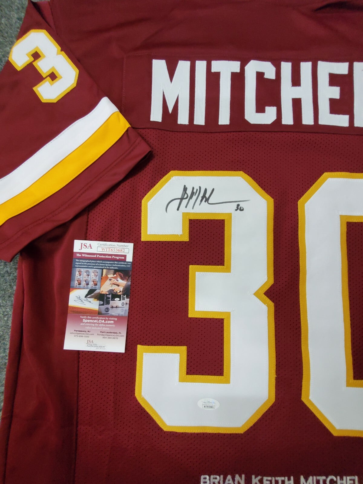 Washington Football Brian Mitchell Autographed Stat Jersey Jsa Coa