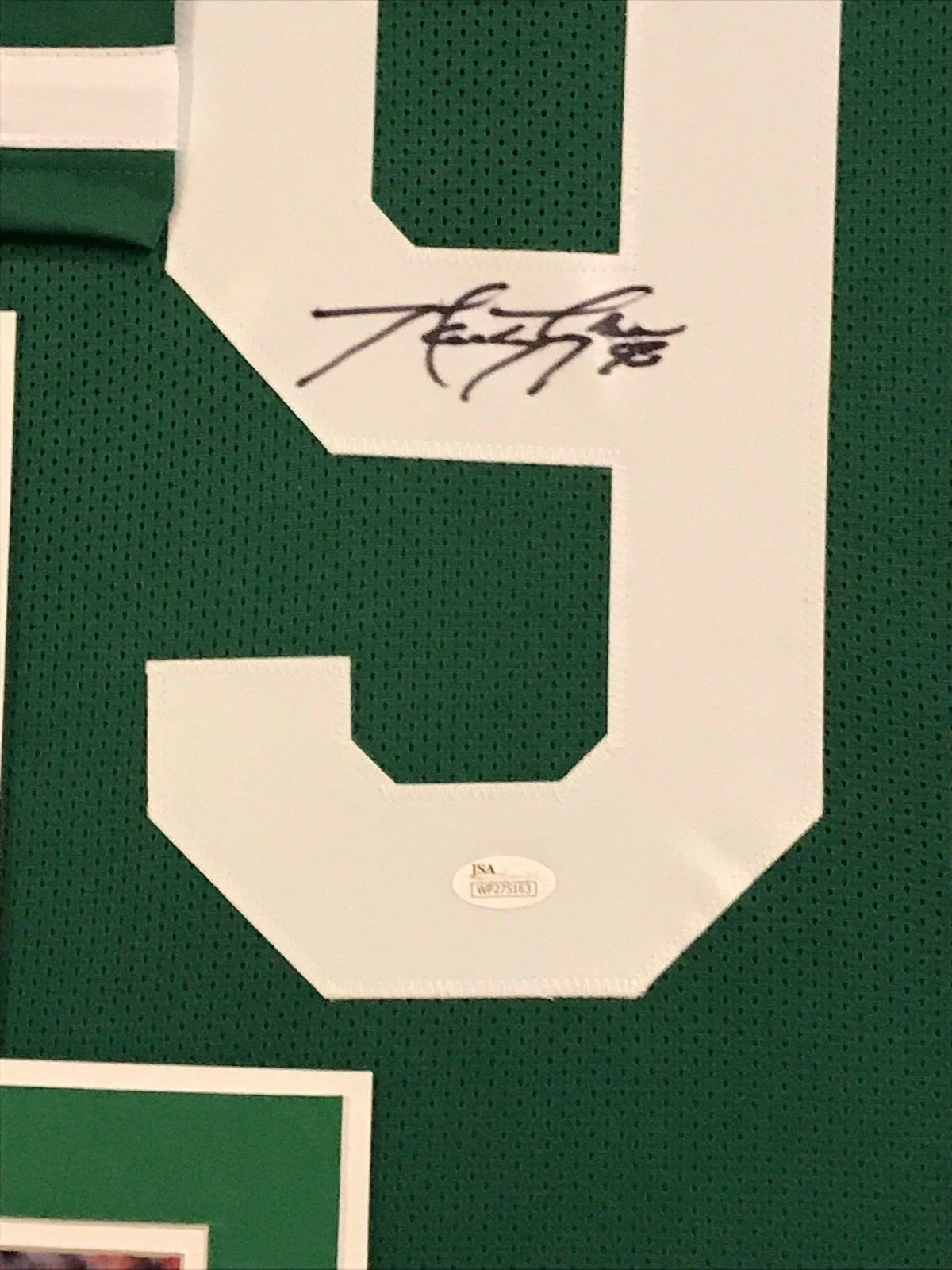 Framed Marty Lyons Autographed Signed New York Jets Jersey Jsa Coa