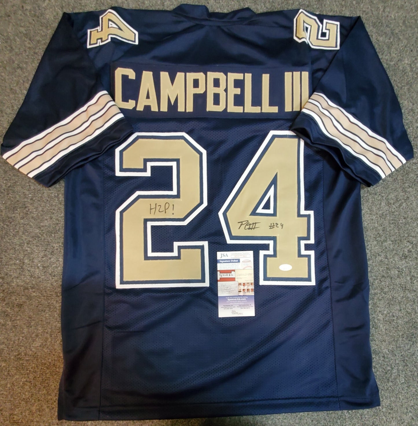 Pitt Panthers Phil Campbell Iii Signed Inscribed "H2p!" Jersey Jsa Coa