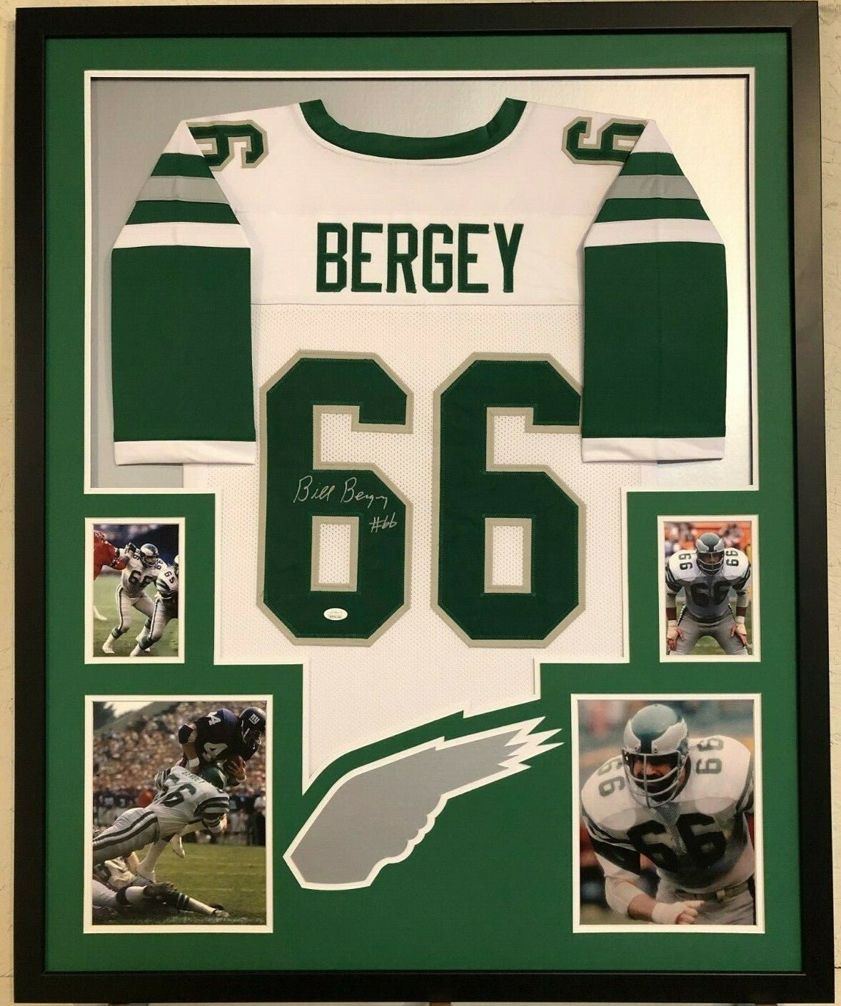 Framed Philadelphia Eagles Bill Bergey Autographed Signed Jersey Jsa Coa