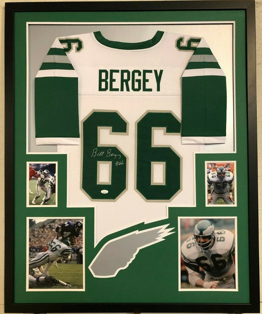 Framed Philadelphia Eagles Bill Bergey Autographed Signed Jersey Jsa Coa