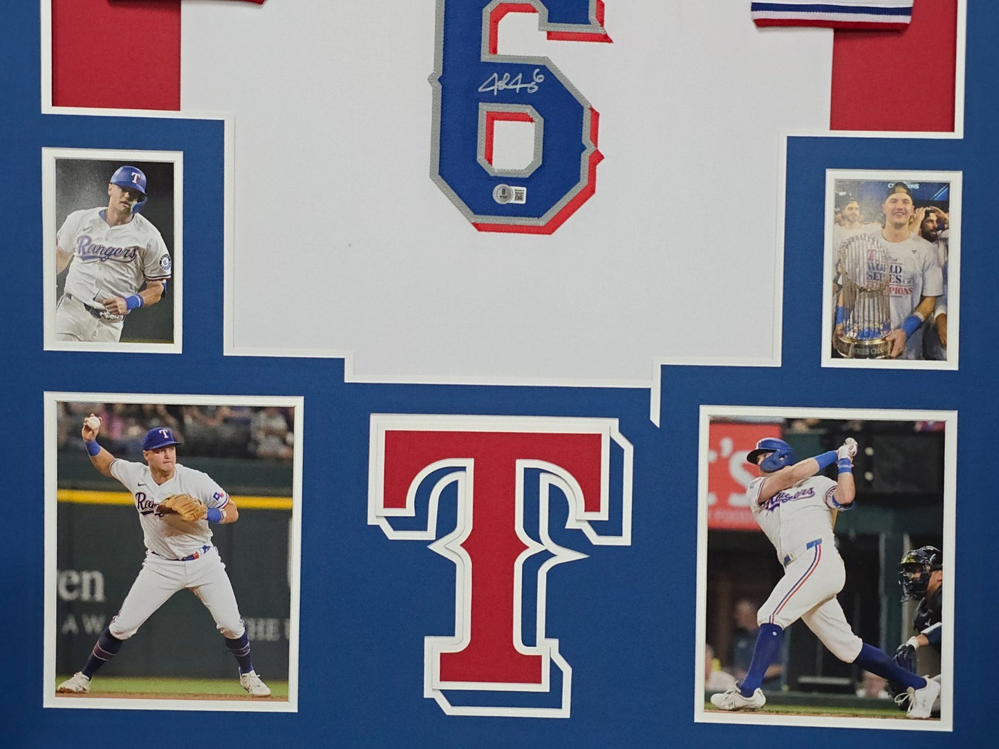 Framed Texas Rangers Josh Jung Autographed Signed Jersey Beckett Hologram