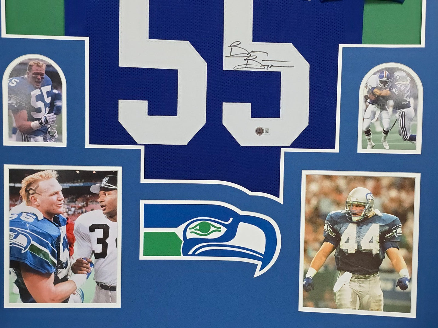 Framed Seattle Seahawks Brian Bosworth Autographed Signed Jersey Beckett Holo