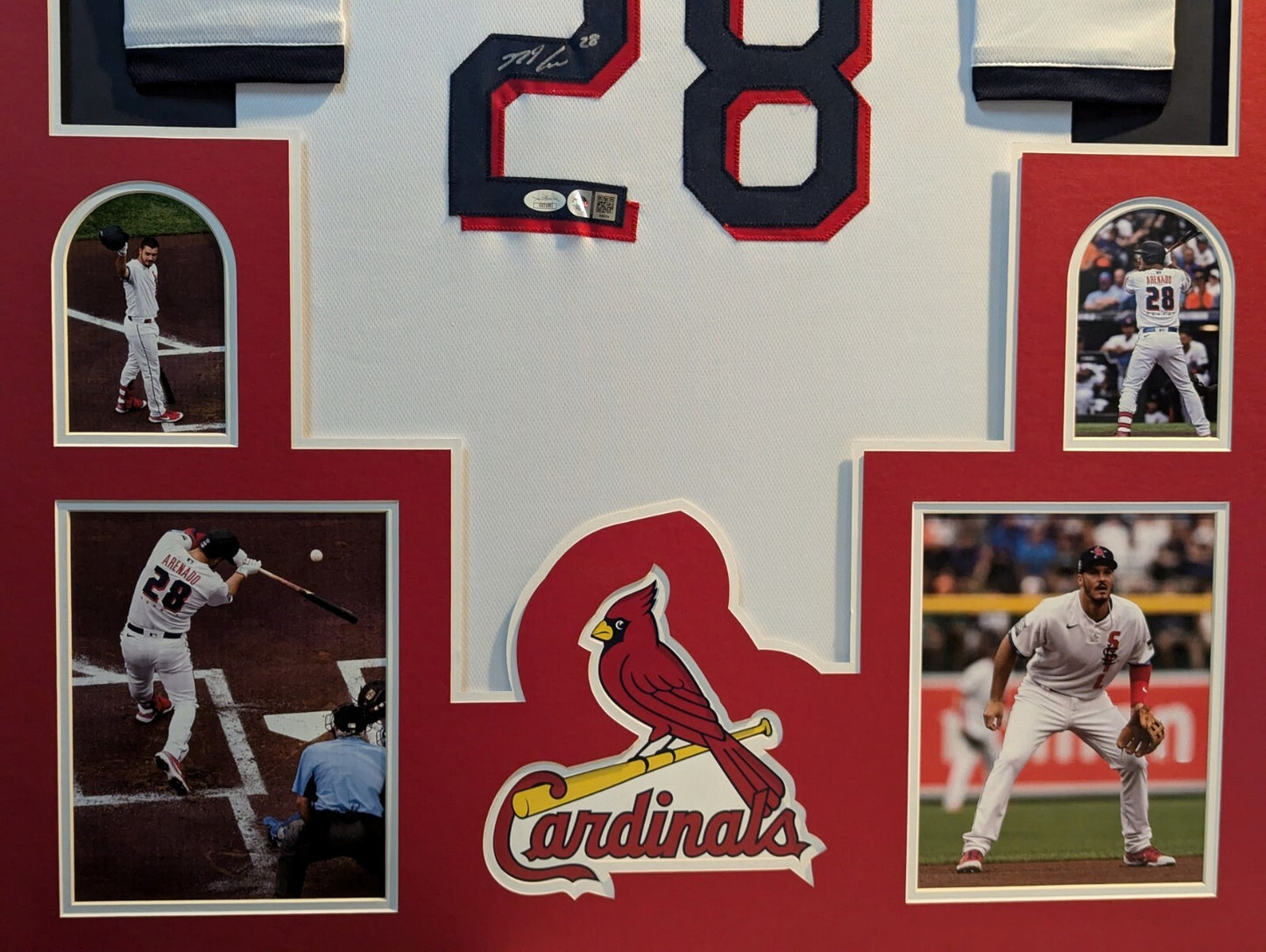 Framed St Louis Cardinals Nolan Arenado Autographed Signed Jersey Jsa Coa