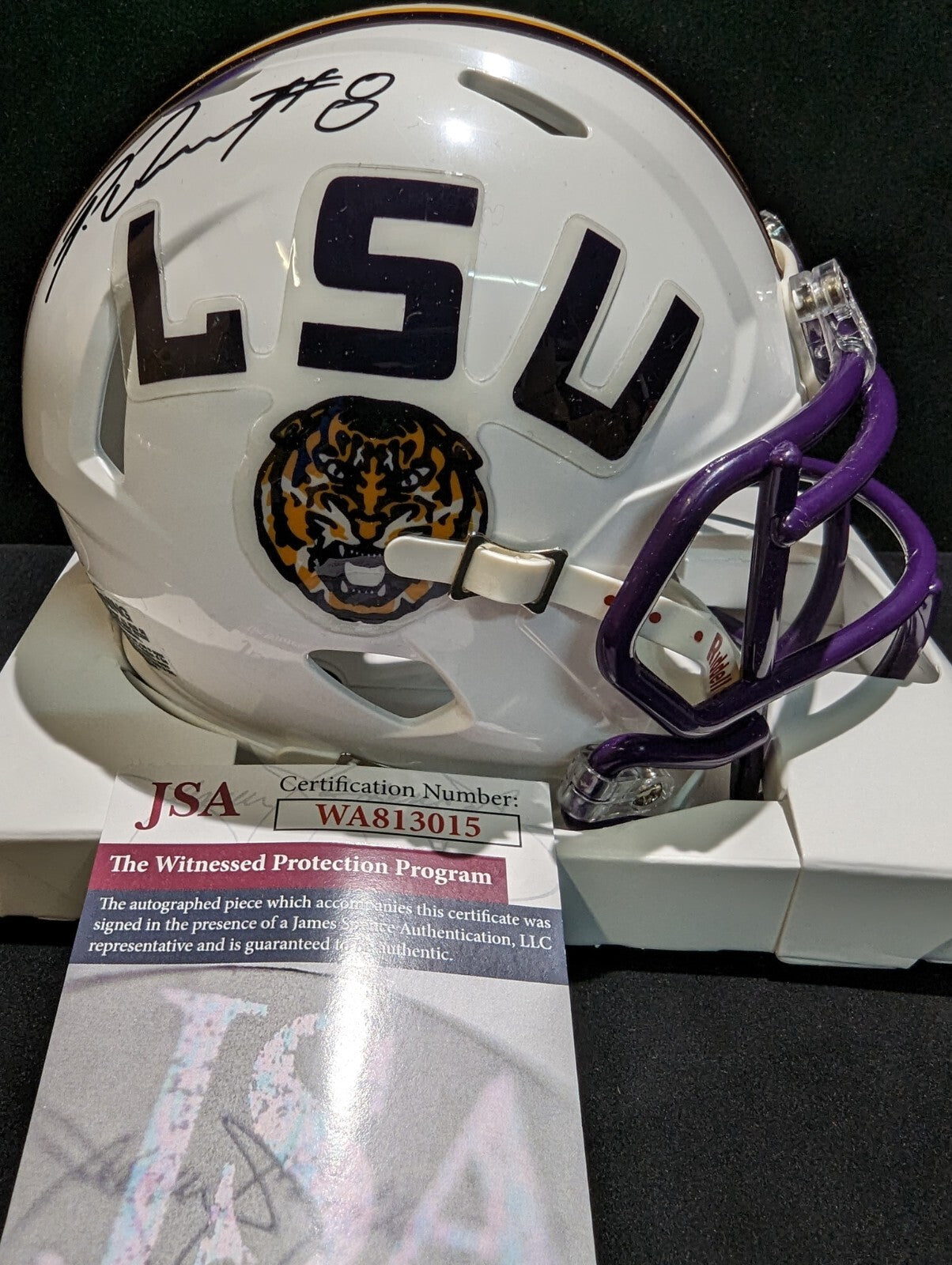 Lsu Tigers Patrick Queen Autographed Speed Mini Helmet Jsa Coa