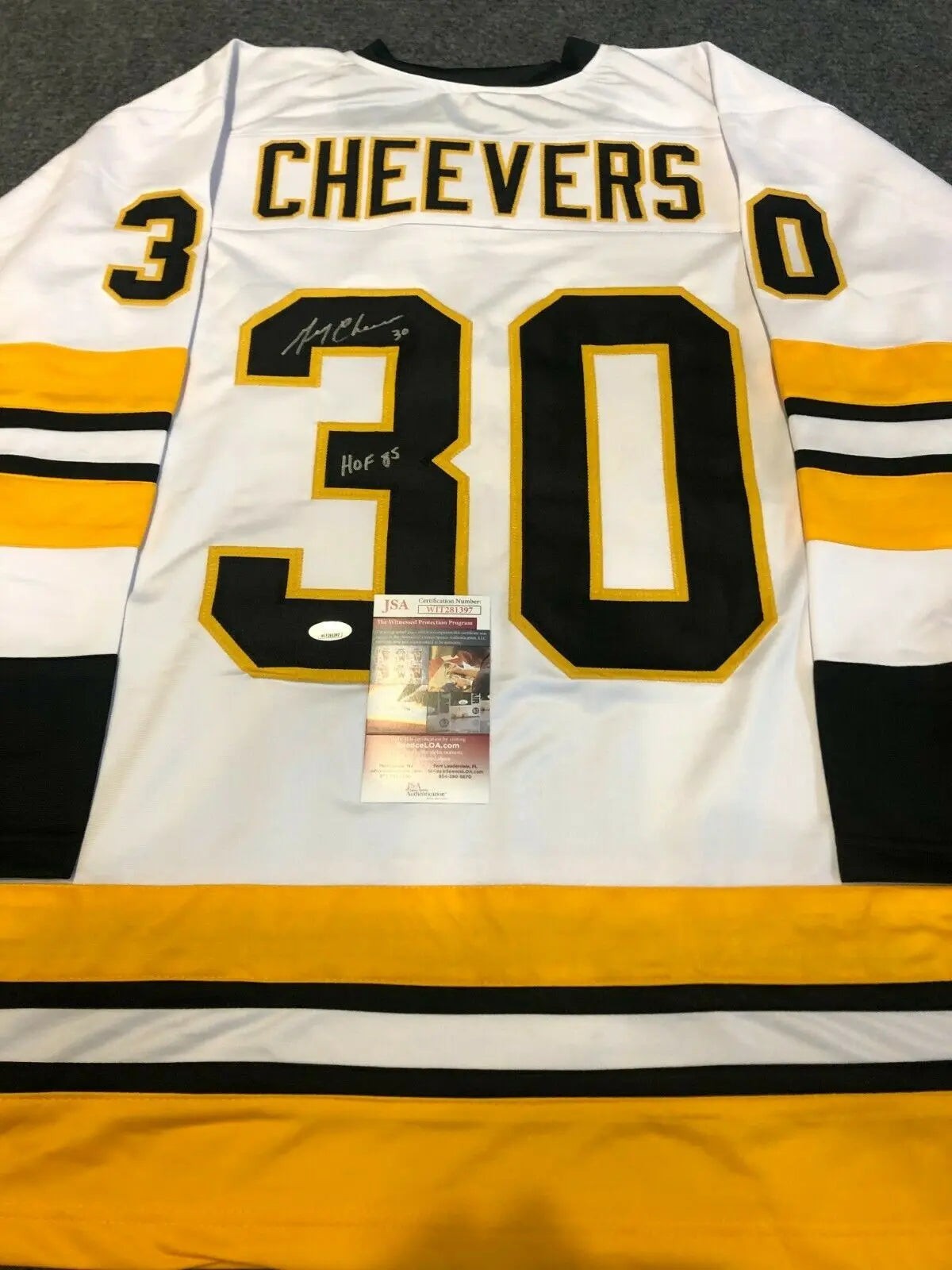 Boston Bruins Gerry Cheevers Autographed Signed Inscribed Jersey Jsa Coa