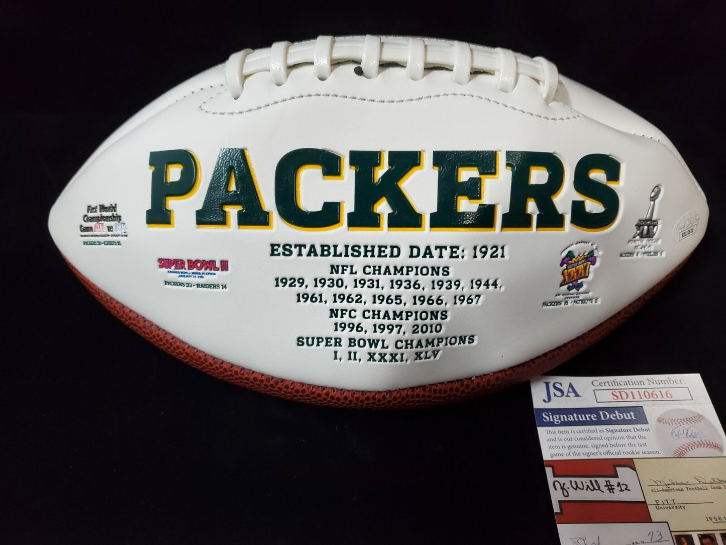 Green Bay Packers Amari Rodgers Autographed Signed Logo Football Jsa Coa
