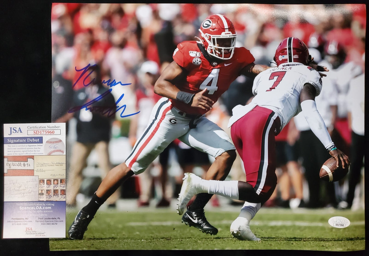 Georgia Bulldogs Nolan Smith Jr Autographed Signed 11X14 Photo Jsa Coa