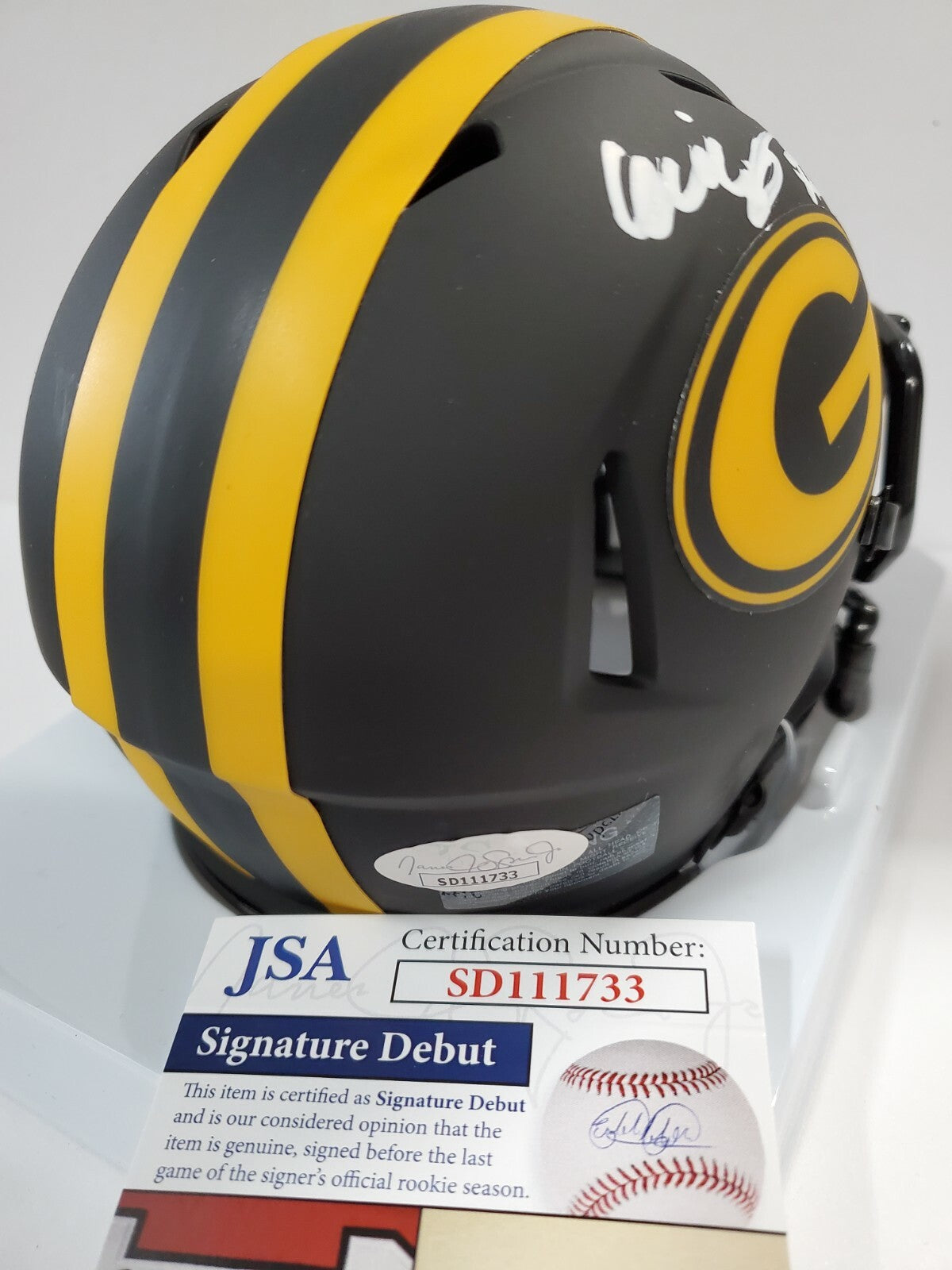 Green Bay Packers Eric Stokes Autographed Signed Eclipse Mini Helmet Jsa Coa