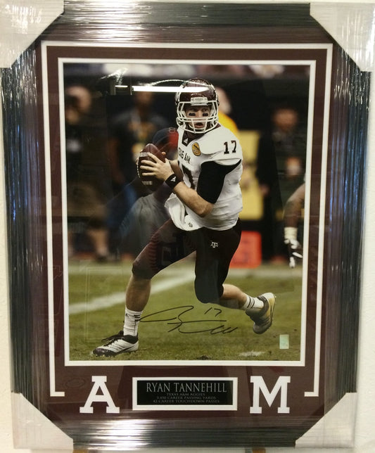 Framed Signed Autographed Ryan Tannehill Texas A&M 16X20 Photo Gtsm Coa