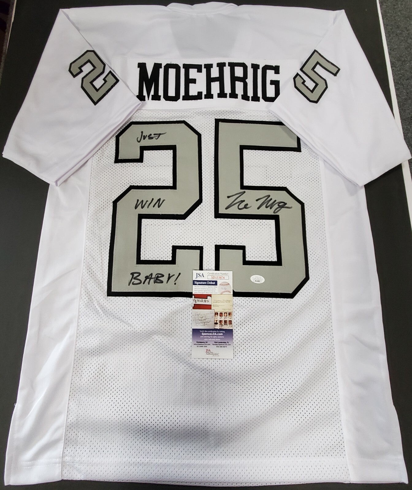 Las Vegas Raiders Tre'von Moehrig Autographed Inscribed Jersey Jsa Coa