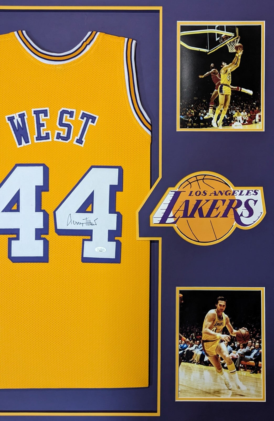 Framed L.A. Lakers Jerry West Autographed Signed Jersey Jsa Coa
