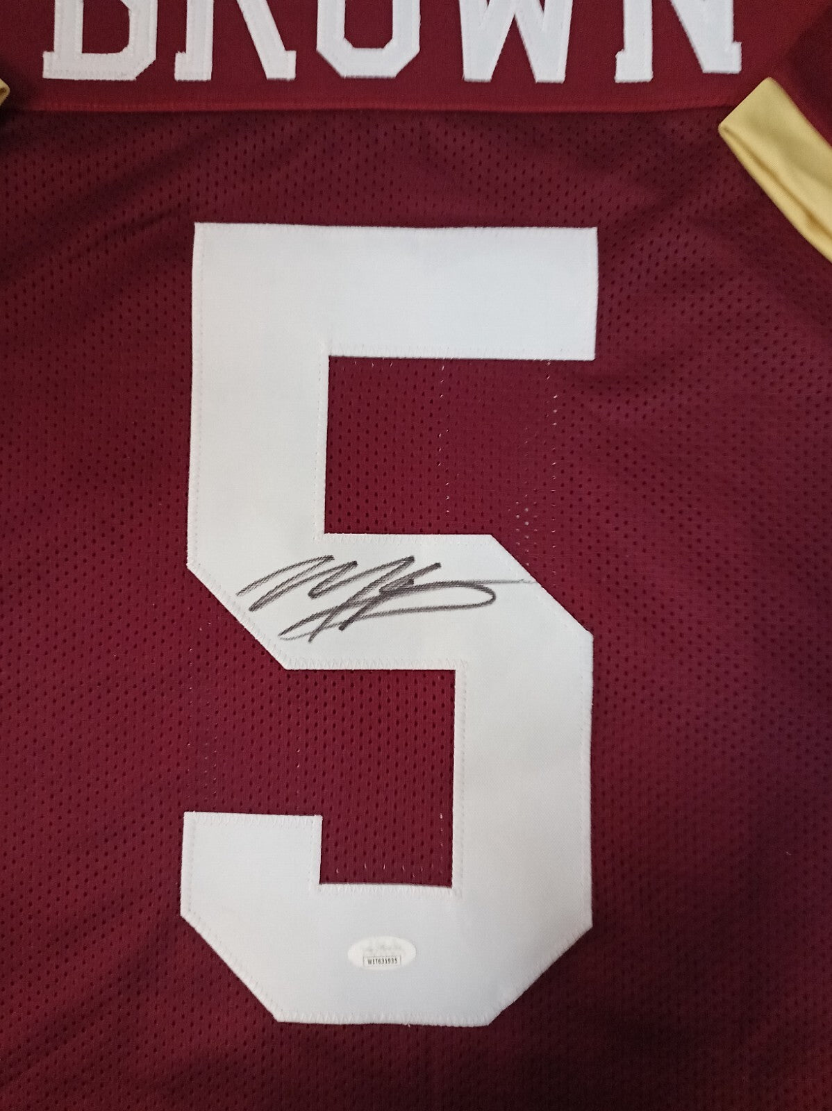 Oklahoma Sooners Marquise Brown Autographed Signed Jersey Jsa Coa Sticker Only