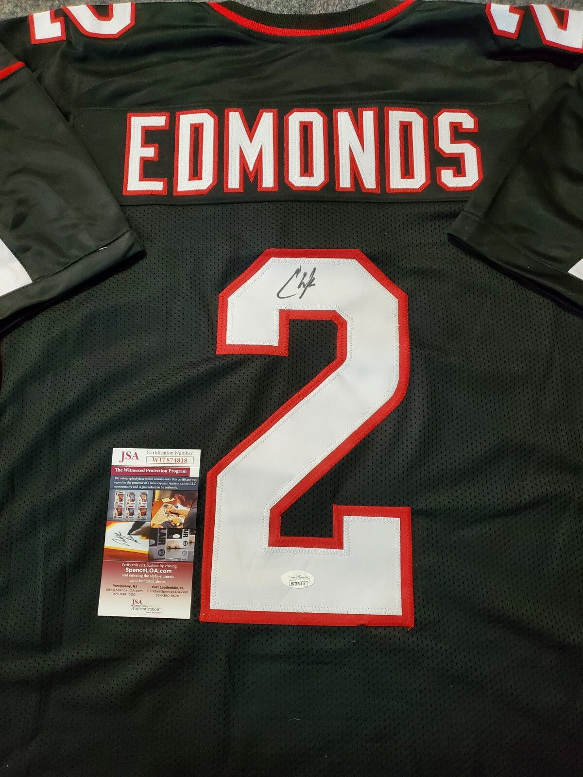 Arizona Cardinals Chase Edmonds Autographed Signed Jersey Jsa Coa