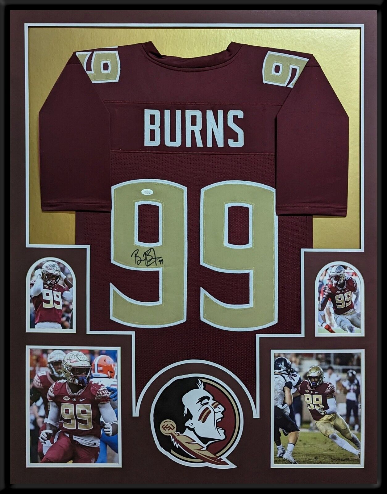 MVP Authentics Framed Florida State Seminoles Brian Burns Autographed Jersey Jsa Coa 405 sports jersey framing , jersey framing