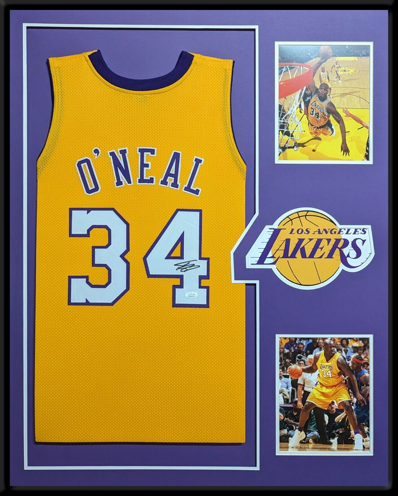 MVP Authentics Framed L.A. Lakers Shaquille O'neal Autographed Signed Jersey Jsa Coa 629.10 sports jersey framing , jersey framing