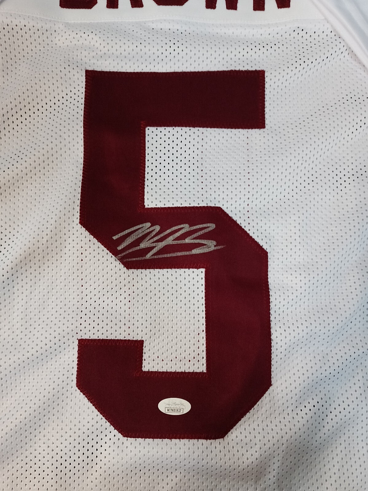 Oklahoma Sooners Marquise Brown Autographed Signed Jersey Jsa Coa Sticker Only