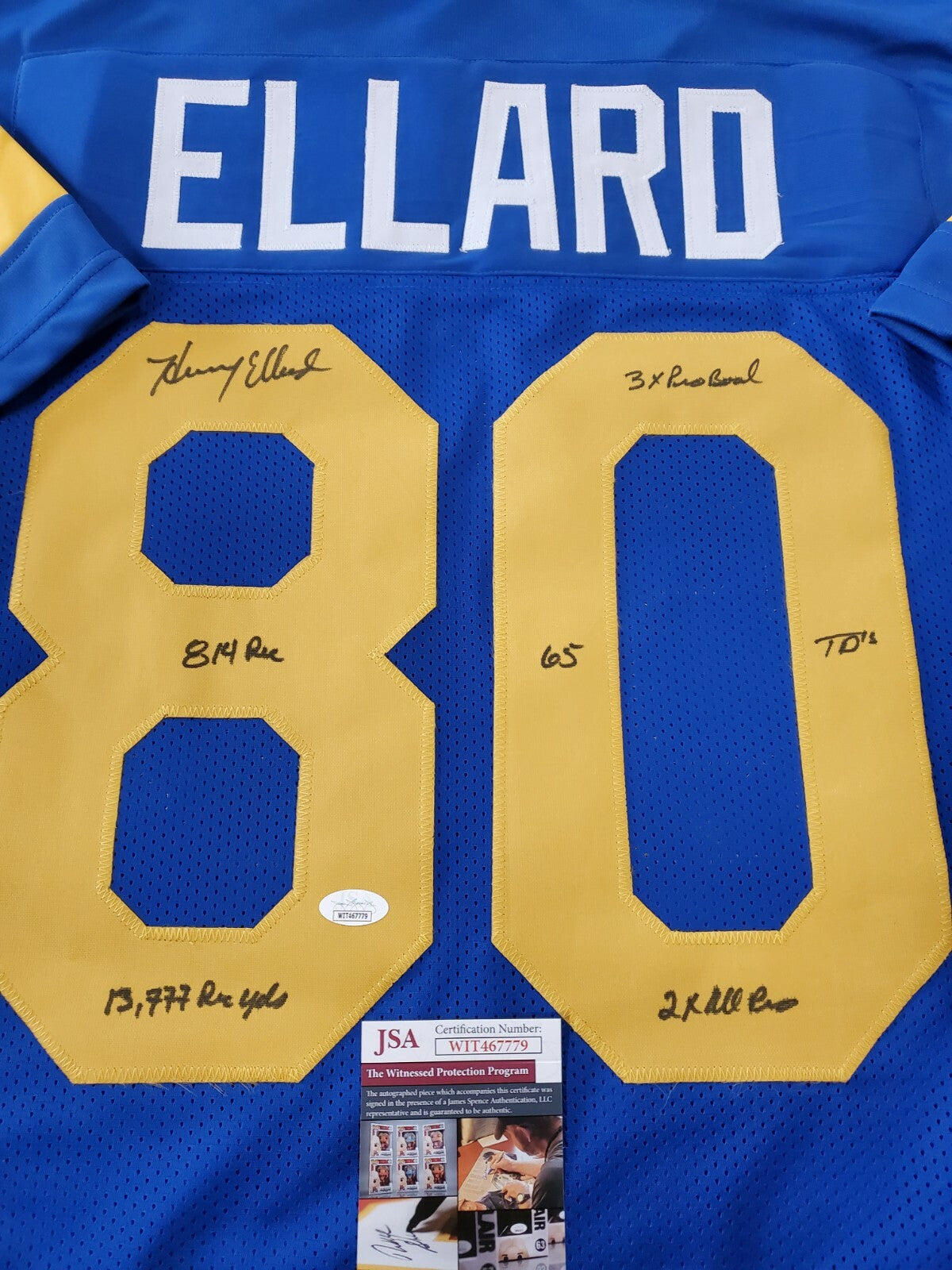 Los Angeles Rams Henry Ellard Autographed Multi-Inscribed Jersey Jsa Coa