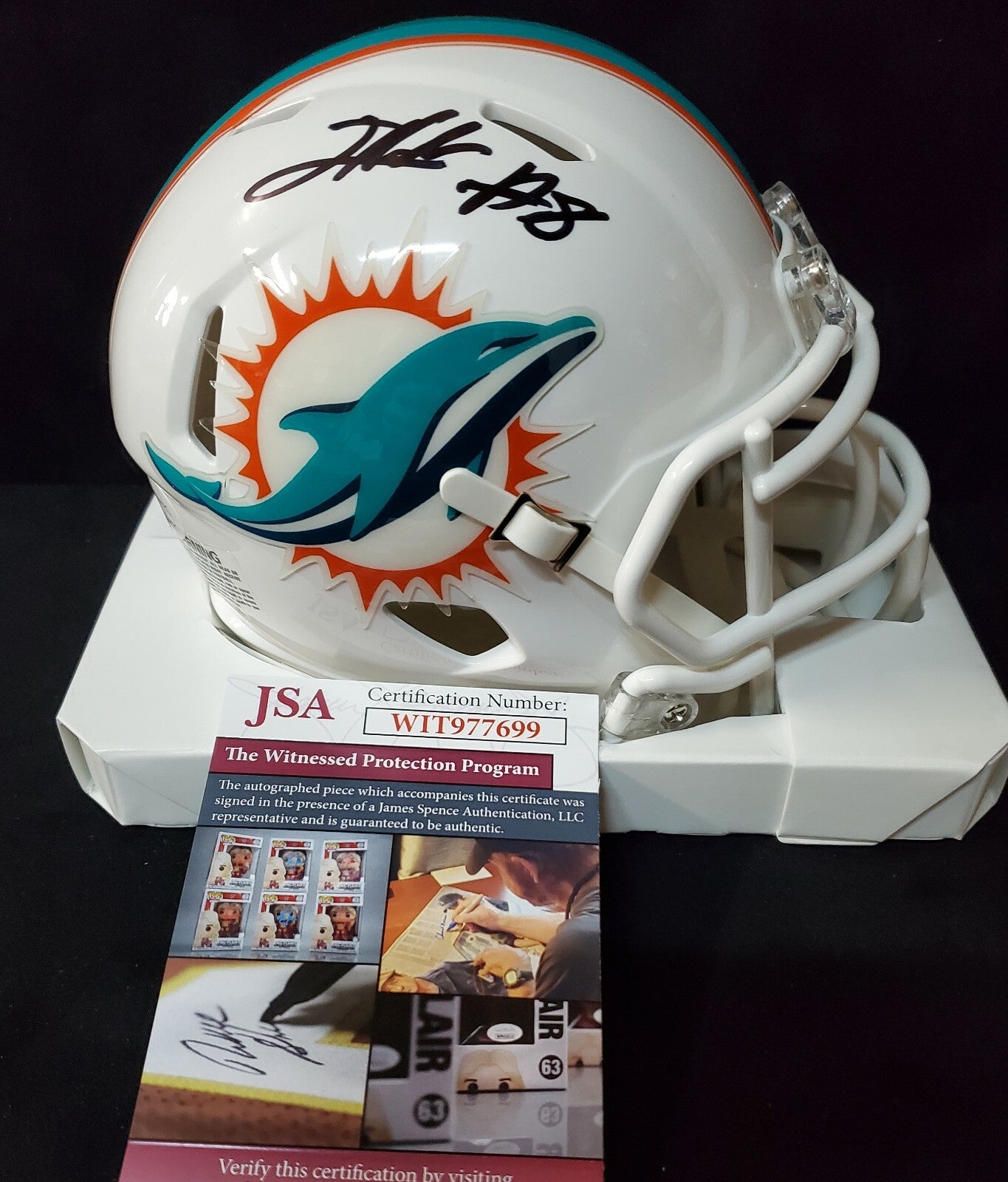 Miami Dolphins Jevon Holland Autographed Signed Speed Mini Helmet Jsa Coa