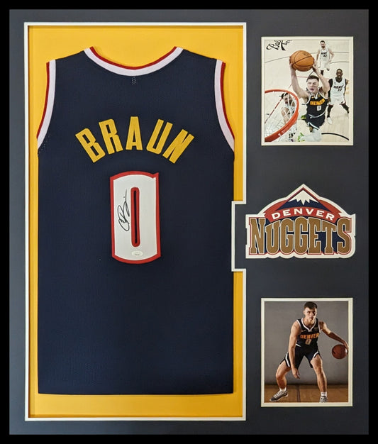 Framed Denver Nuggets Signed Autographed Christian Braun Jersey Jsa Coa