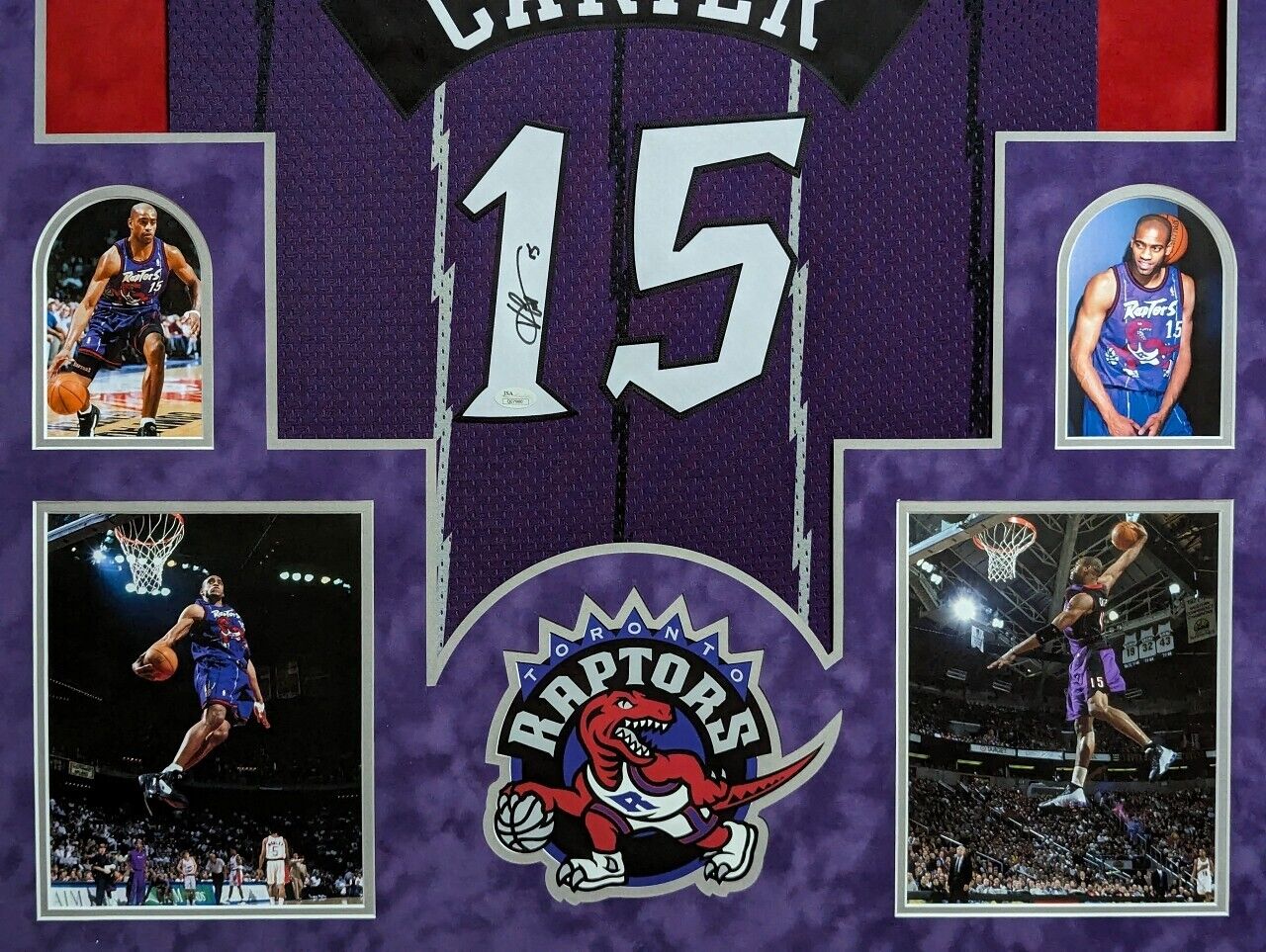 MVP Authentics Framed In Suede Toronto Raptors Vince Carter Autographed Jersey Jsa Coa 900 sports jersey framing , jersey framing