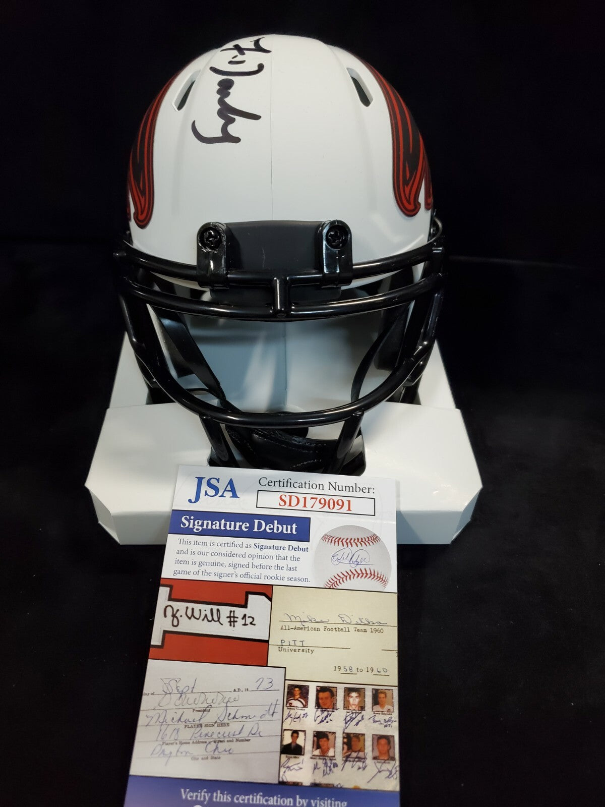 Atlanta Falcons Frank Darby Autographed Signed Lunar Mini Helmet Jsa Coa