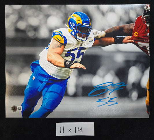 Los Angeles Rams Braden Fiske Autographed Signed 11X14 Photo Beckett Holo